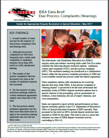 Cover of Due Process Complaint Data Brief